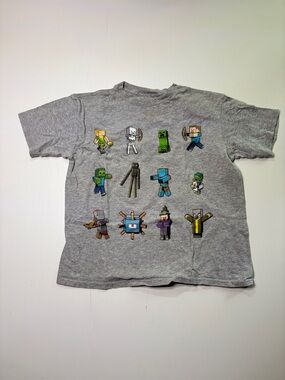 Minecraft Mojang Studios Long Sleeve Shirt Kids XS 6/7 Gray Graphic